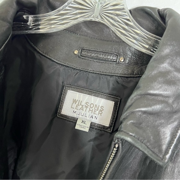 Wilsons Leather Jacket Men XL zip up Black Coat Genuine 90s Y2K - Picture 3 of 11